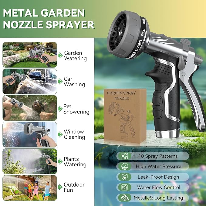Garden Hose Nozzle, Heavy Duty Metal Water Hose Nozzle - Image 6