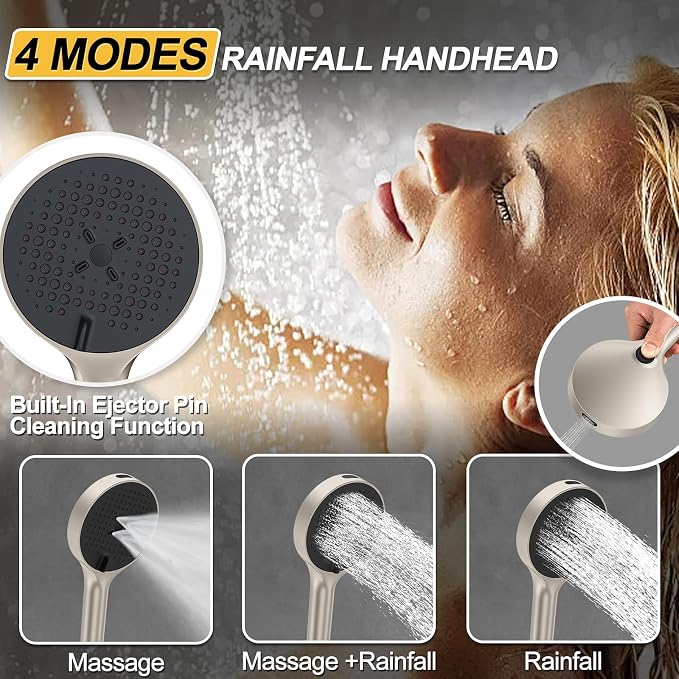 Shower Faucet Set Brushed Nickel Shower System, 12 Inch Ceiling Rain Shower Head - Image 6