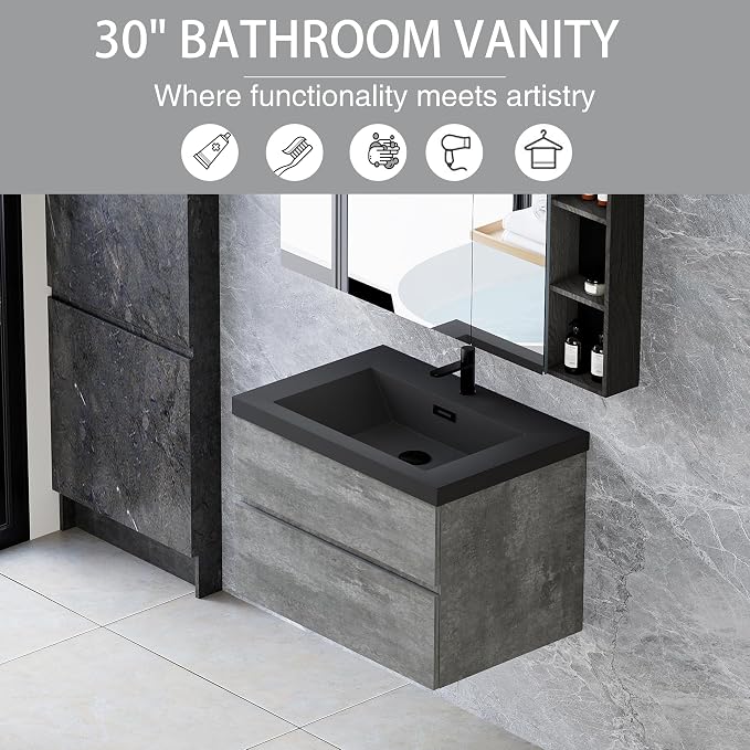 Floating Vanity Bathroom, 30 Inch Bathroom Vanity - Image 6