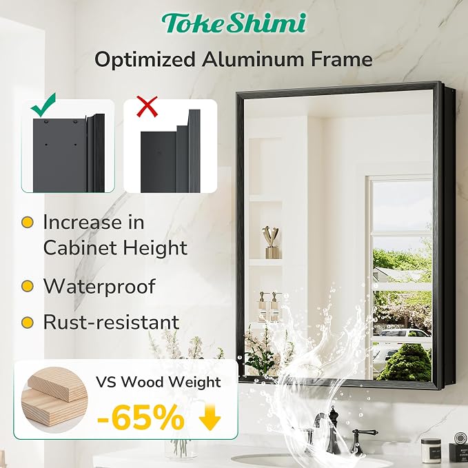 TokeShimi 30 x 26 Medicine Cabinet Mirror - Image 4