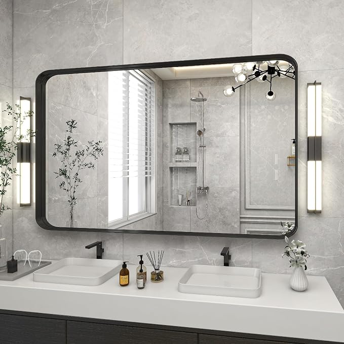 VooBang Bathroom Mirror 30x48 inch, Modern Round Corner Bathroom Vanity Mirror - Image 6