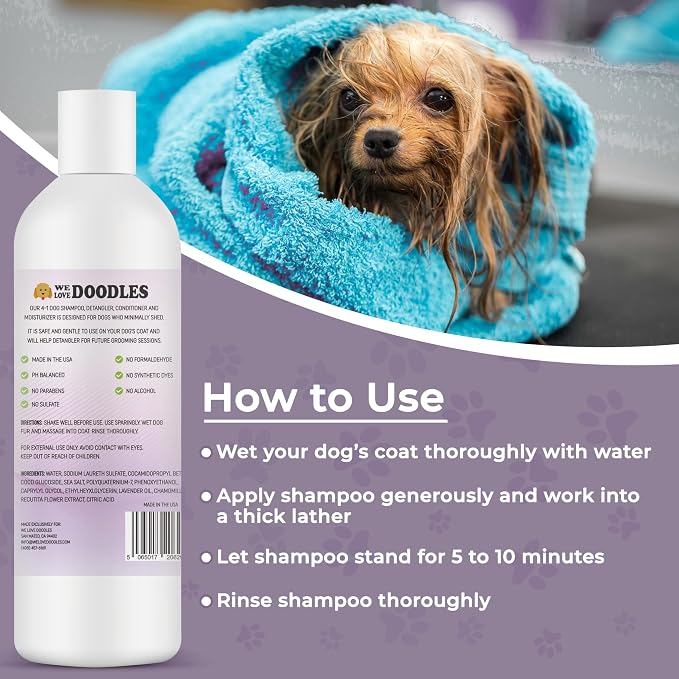 We Love Doodles Bundle 4-in-1 Non-Organic Dog Shampoo and Dog Bath Brush - Image 5