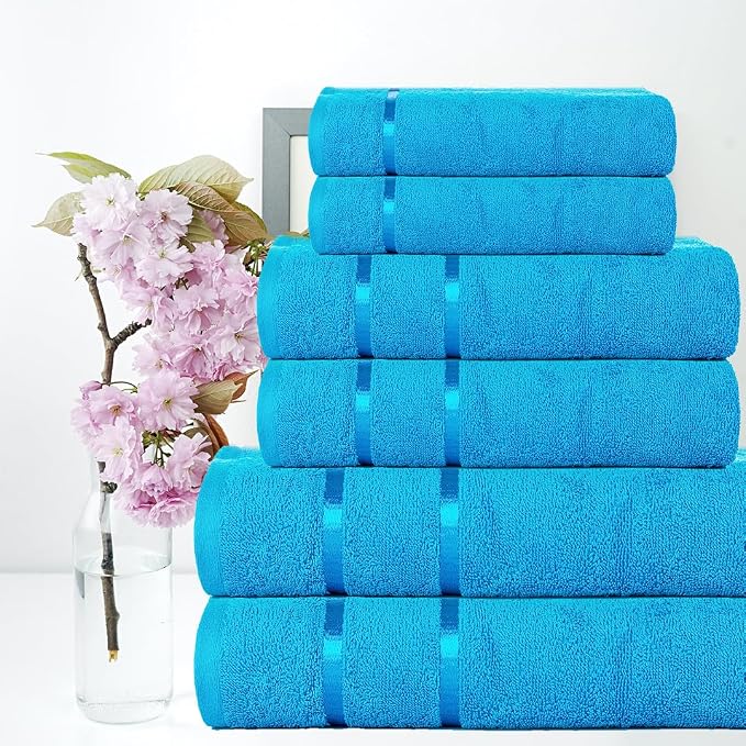 CASA COPENHAGEN Eternal 6 Pieces Towel Set-Teal Blue, 500 GSM 2 Bath Towel 2 - Image 2