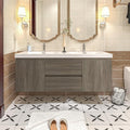 60-Inch Floating Bathroom Vanity, Modern Wall-Mounted Bathroom Storage Vanity by DOPERFE