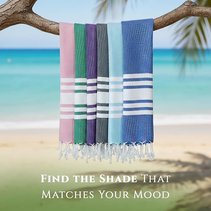Turkish Cotton Beach Towel Pack of 4 & 1 Boho Tote Bag - Image 7