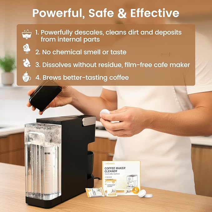 6 Count Coffee Maker Cleaner & Descaler Tablets, Effective Cleaning Coffee Pot - Image 2