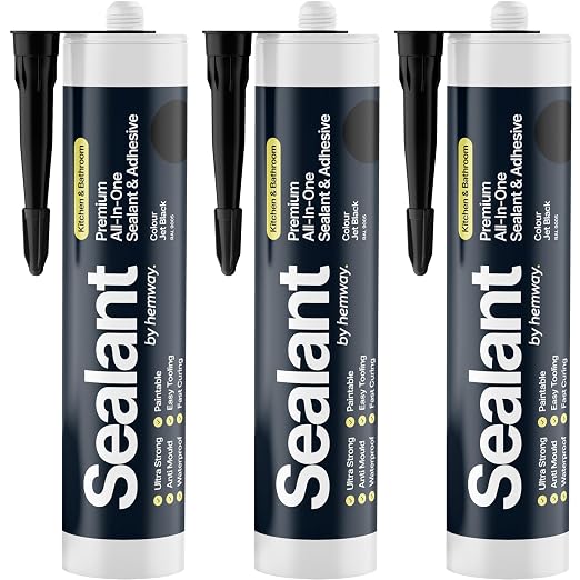 Jet Black Kitchen & Bathroom Sealant & Adhesive Hybrid Polymer | Superior to by Hemway