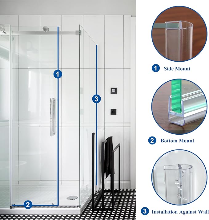 Frameless Shower Door Seal Strip 2 Pack x 39 Inch U - Image 5