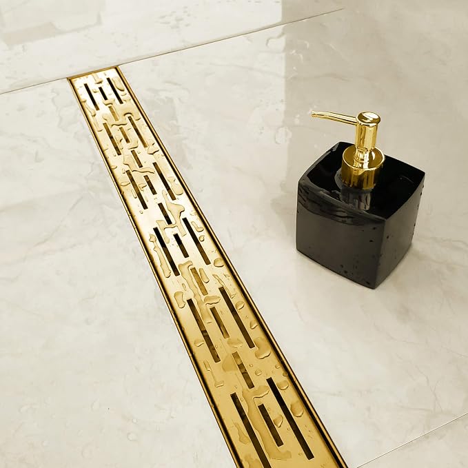 Neodrain 24-in Brushed Brass Rectangular Linear Shower Drain - Image 5