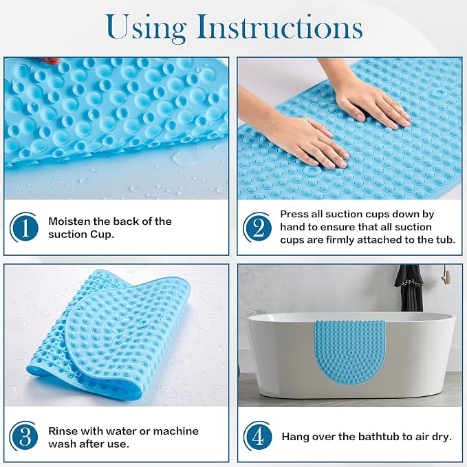 Silicone Bathtub & Shower Mat Non Slip, Bubble Massage Anti Slip Shower Floor - Image 5