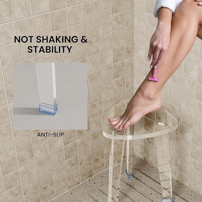 Acrylic Corner Shower Stool for Shaving Legs 11.65" D X 11.94" W X 16.34" H - Image 4