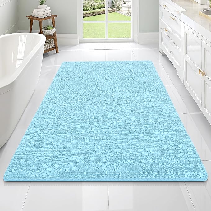 OLANLY Bathroom Rugs 70x46, Extra Soft Absorbent Chenille Bath Rugs, Rubber by OLANLY