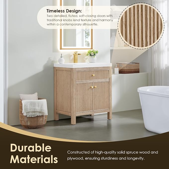 ALTAIR 30 Inch Vanity Bathroom Small Sink Vanities Single Bath Large Storge - Image 3