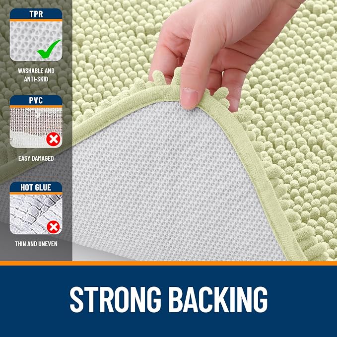 OLANLY Bathroom Rugs 24x16, Extra Soft Absorbent Chenille Bath Rugs, Rubber - Image 7