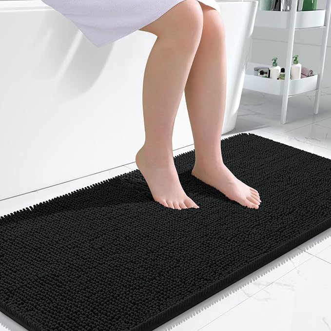 OLANLY Bathroom Rugs 47x24, Extra Soft Absorbent Chenille Bath Rugs, Rubber by OLANLY