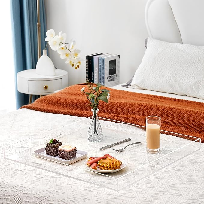 17×17 inches Oversized Clear Acrylic Ottoman Tray Extra Large Decorative Tray - Image 3