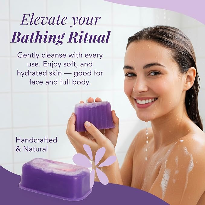Saavy Naturals Natural Soap Bar Plumeria Violet- Plant-Based Ingredients - Image 3