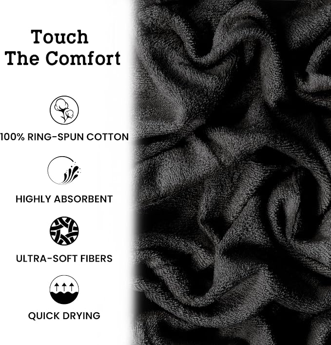 Casa Lino Charcoal Black Bath Towels Set of 4 - Image 6