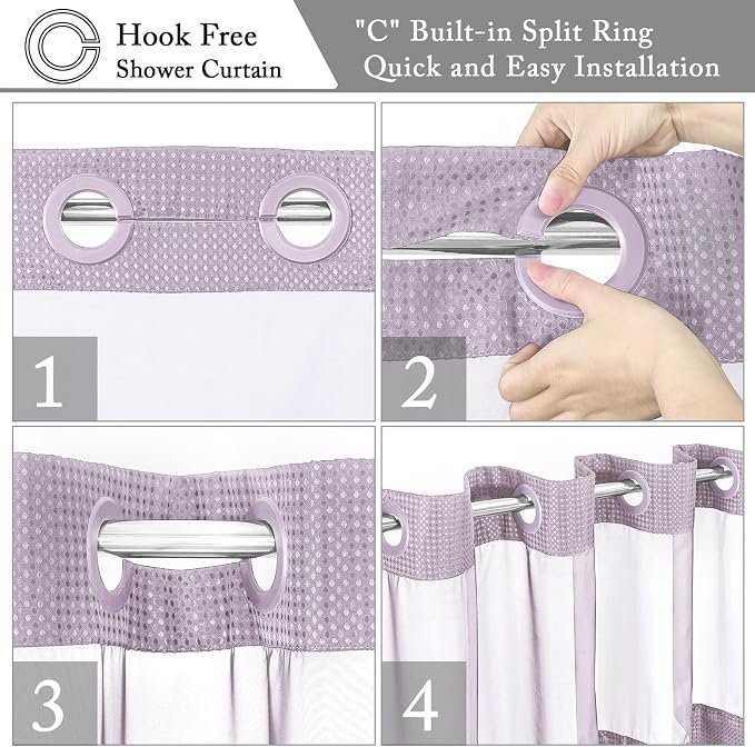Gibelle Extra Long Shower Curtain 72x86, Waffle Weave Bathroom Shower Curtain - Image 4