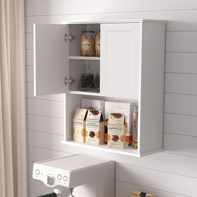 White Bathroom Wall Cabinet, Over The Toilet Storage Cabinet, Bathroom and - Image 3