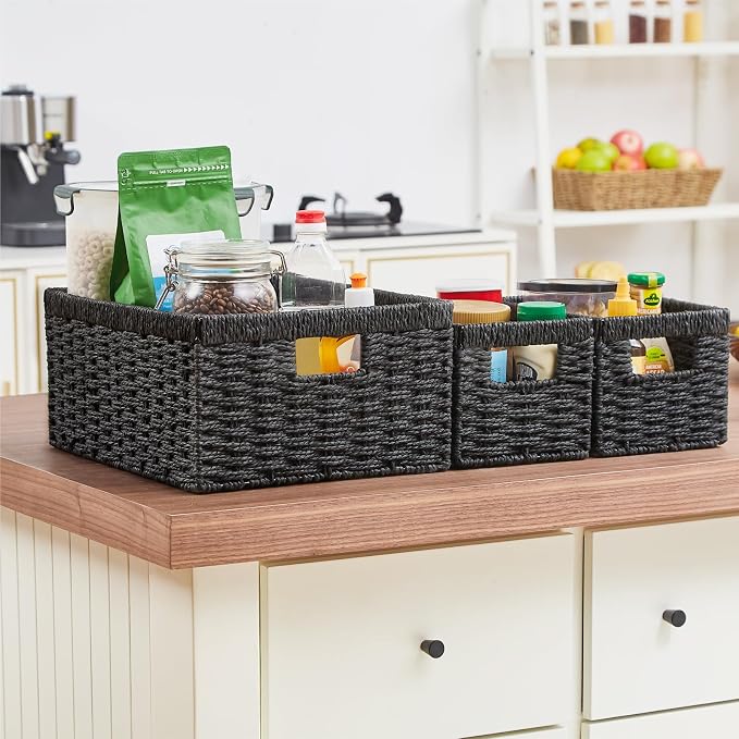 Vagusicc Wicker Storage Basket, Hand-Woven Paper Rope Storage Baskets - Image 7