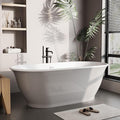 Freestanding Bathtub 67 Inch Acrylic Soaking Tub – Gray Exterior White Interior by Homfan