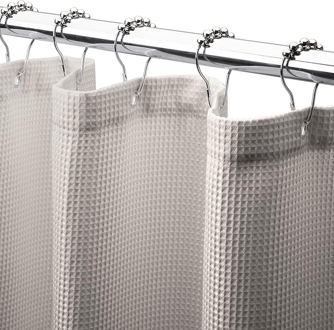 AmazerBath Waffle Shower Curtain, Khaki Shower Curtain Fabric by AmazerBath