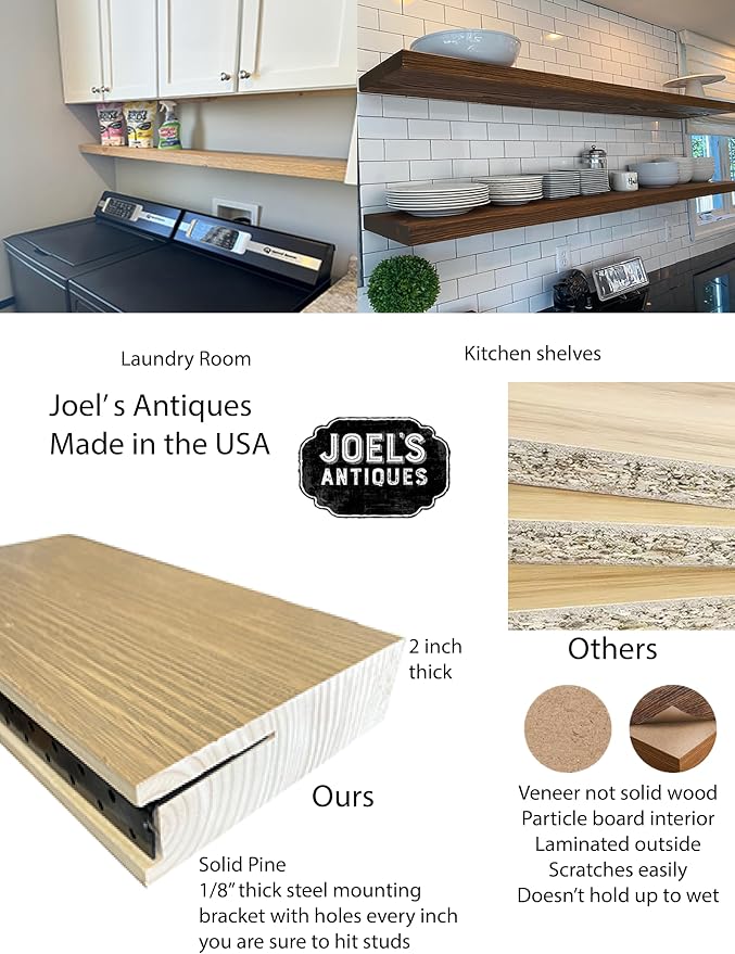 joelsantiques - 60 Inch Wooden Floating Shelves - Image 7