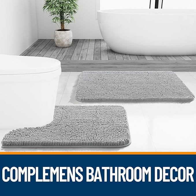 OLANLY Bathroom Rugs 47x24, Extra Soft Absorbent Chenille Bath Rugs, Rubber - Image 7