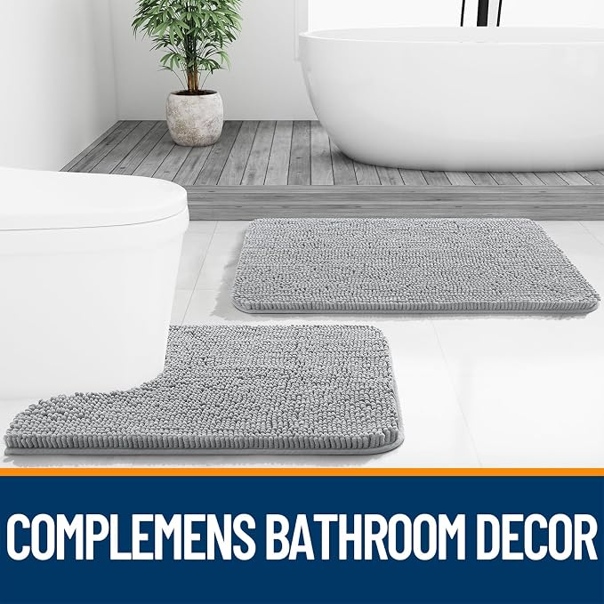 OLANLY Bathroom Rugs Sets 2 Piece, Soft Absorbent Chenille Bath Mats and - Image 6