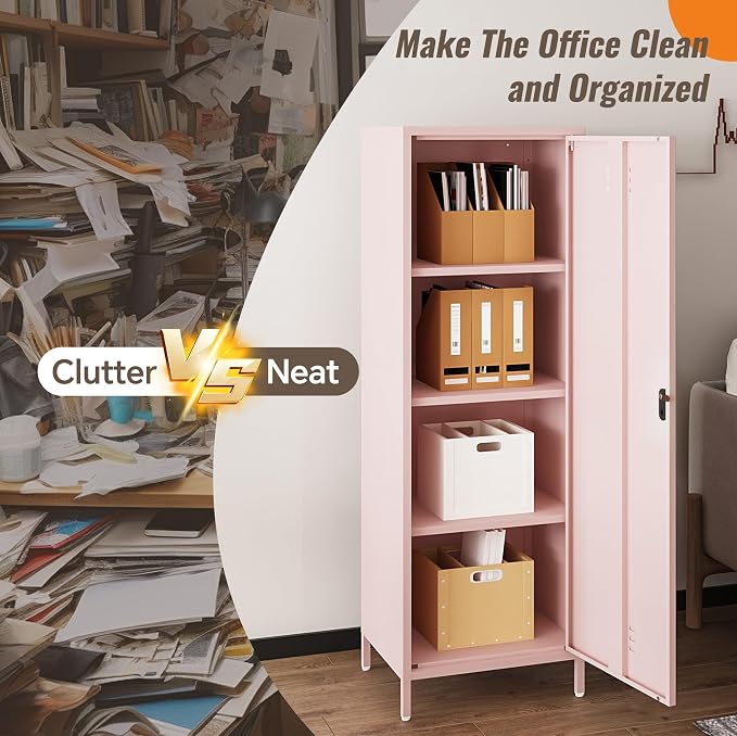 Locker Cabinet, 59.06" H Pink Metal Locker Storage Cabinet - Image 5