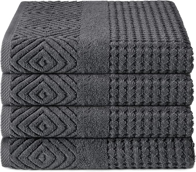 Texere 100% Organic Cotton Diamond Jacquard 700 GSM Luxury Bath Towel Sets by TexereSilk