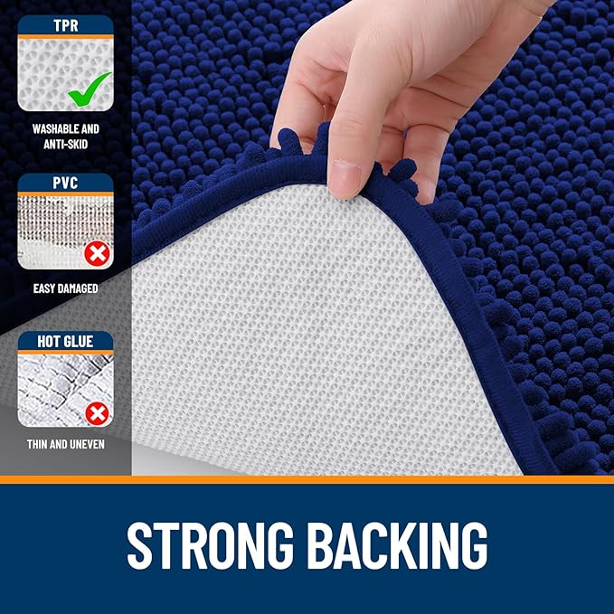 OLANLY Bathroom Rugs 70x46, Extra Soft Absorbent Chenille Bath Rugs, Rubber - Image 6