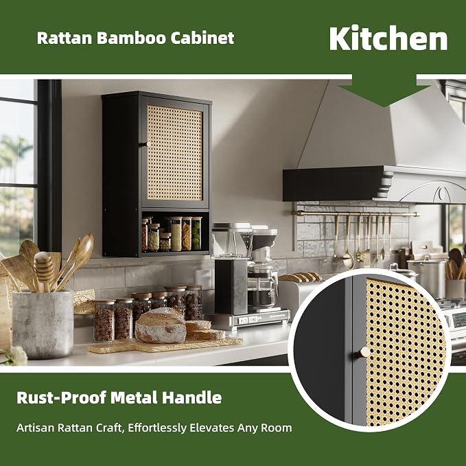 Bathroom Wall Cabinet, Bamboo Over-The-Toilet Storage Organizer - Image 7