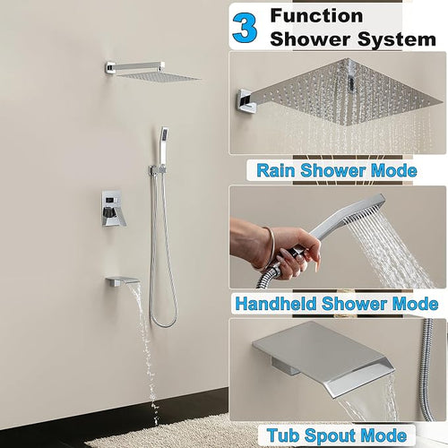 10 Inch Shower Faucet Set with Tub Spout Wall Mounted Shower System - Image 2