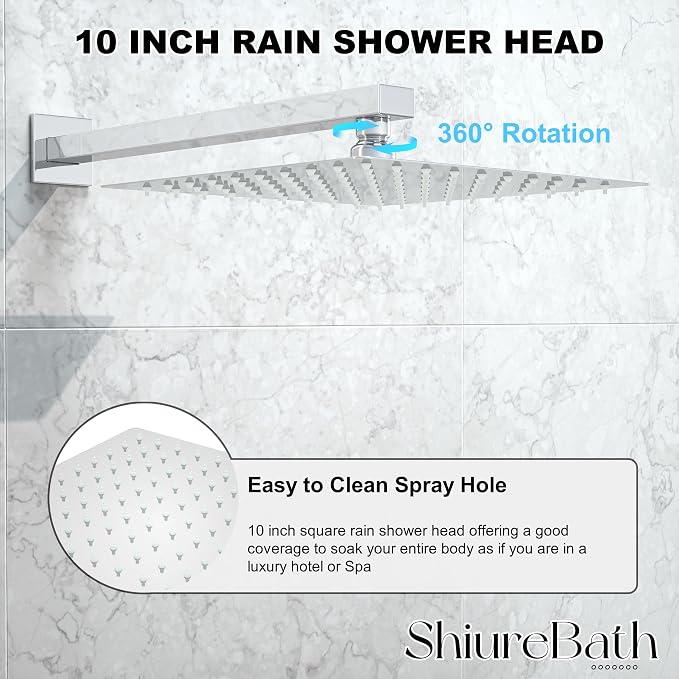 10 Inch Shower Faucet Set with Tub Spout Wall Mounted Shower System - Image 3