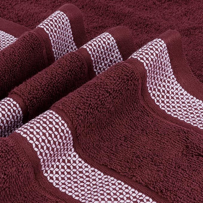CASA COPENHAGEN Solitaire Mix 6 Pieces Towel Set- Navy + Burgundy, 600 GSM - Image 6