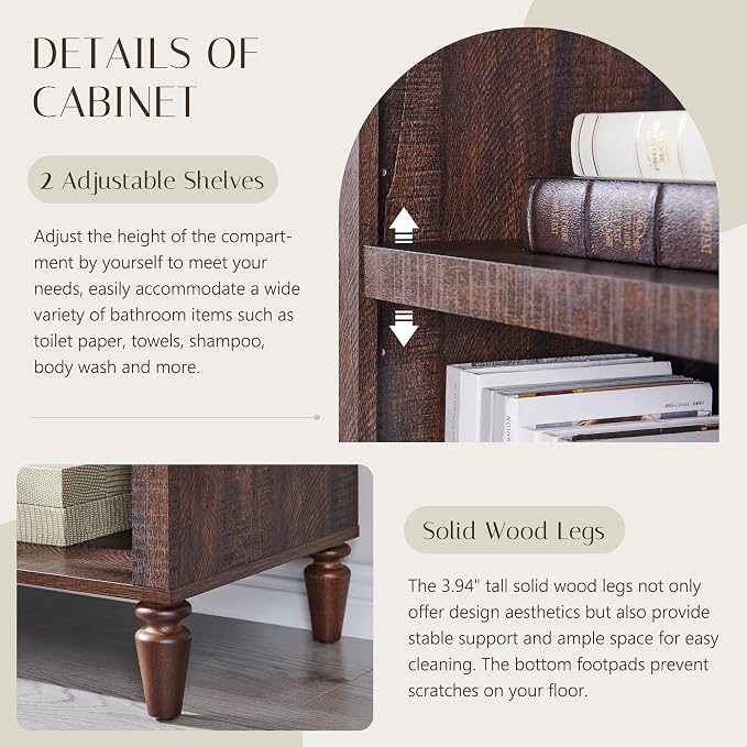 76" Tall Arched Bathroom Storage Cabinet, 5 Tiers Large Farmhouse Arched - Image 4