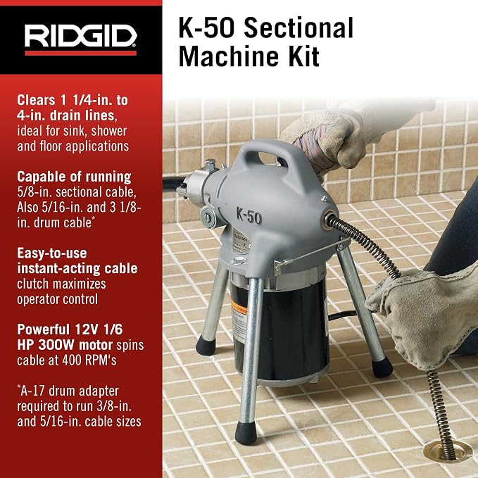 RIDGID 58920 Model K-50 Sectional Drain Cleaning Machine - Image 3