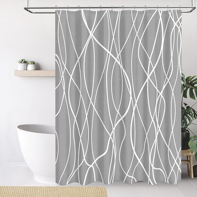 Tititex Morden 140gms Faux Linen Fabric Bath Shower Curtain Set Textured Fabric - Image 7