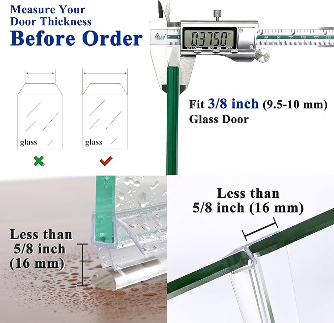Frameless Shower Door Seal Set 4 Pack x 39 Inch HDM Glass Shower Door Bottom - Image 4