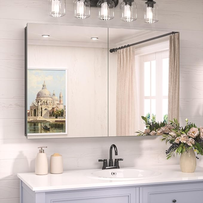 TokeShimi 36 x 24 Recessed Medicine Cabinet Mirror by RefinedBathroomAccessories