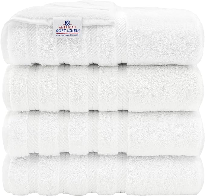 American Soft Linen Luxury 4 Piece Bath Towel Set, 600 GSM 100% Cotton Turkish by AmericanSoftLinen