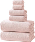 REDKISS Pink Towel Set, 6 Piece Premium Soft Bath Towel Set, Highly Absorbent by REDKISSOnline