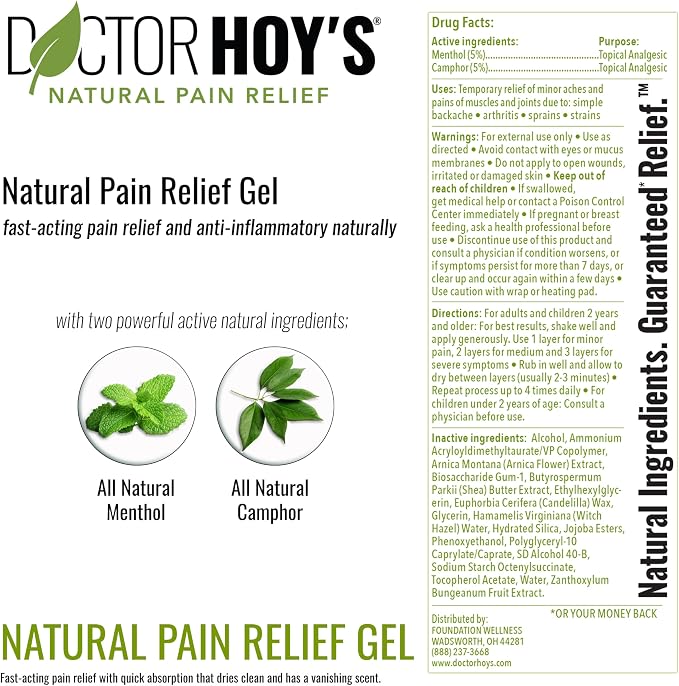 DOCTOR HOY'S Natural Pain Relief Gel, Topical Arnica Anti-Inflammatory Gel - Image 2