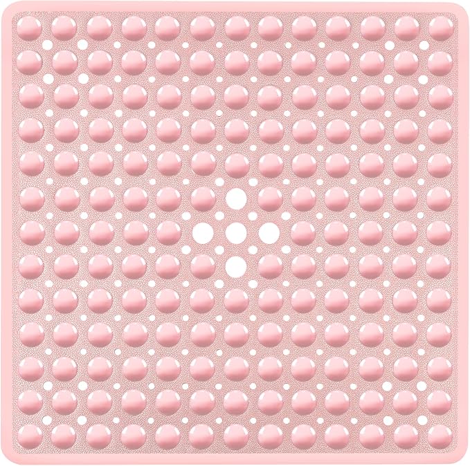 Pink Square Shower Bathtub Mat Non Slip 21x21 Inch, Soft Bath Mat by NaolotureHome