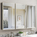 Pre-Assembled Surface or Recessed Medicine Cabinet Mirror-48x30 Brushed Nickel by QUEENFUN
