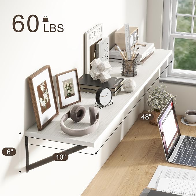 Floating Shelves 48 Inch Long, Wide Large Display Storage Shelves - Image 3
