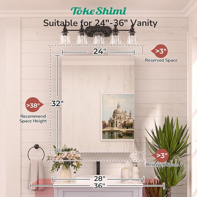 TokeShimi 24 x 32 Mirrored Medicine Cabinet Recessed or Surface Mount, Aluminum - Image 4