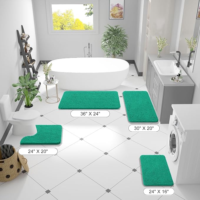 OLANLY Bathroom Rugs 36x24, Extra Soft Absorbent Chenille Bath Rugs, Rubber - Image 2